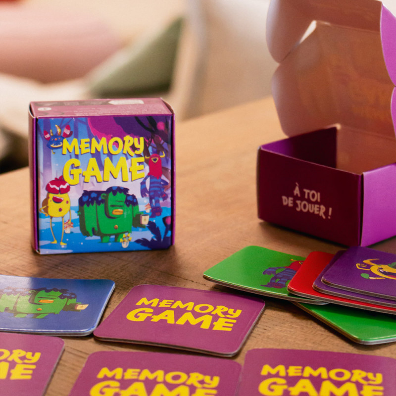 Mémo Morpion Cube - Jogo ecológico 2 em 1 para o menu infantil e o Kit