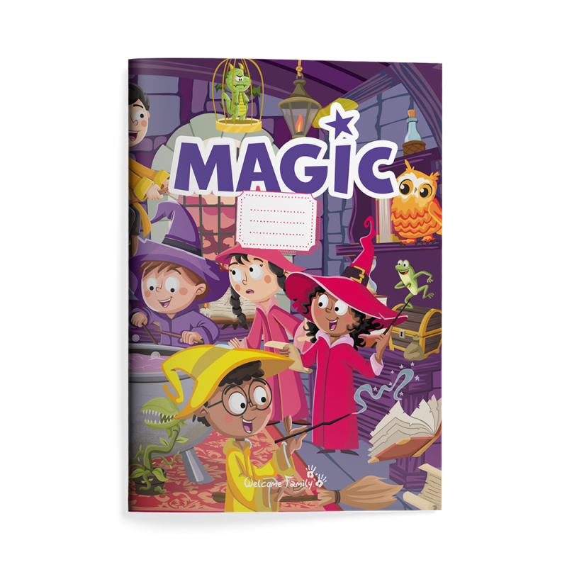 Kit para colorir, cadernos e lápis, presente de boas-vindas e menu infantil