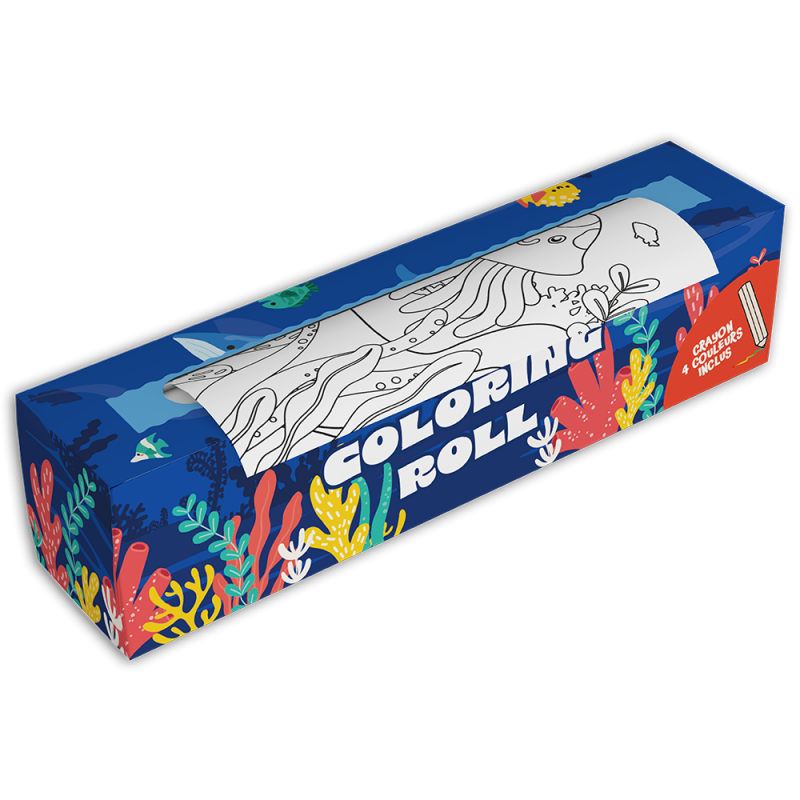 rouleau à colorier pour les enfants dans les CHR modèle Monde Marin