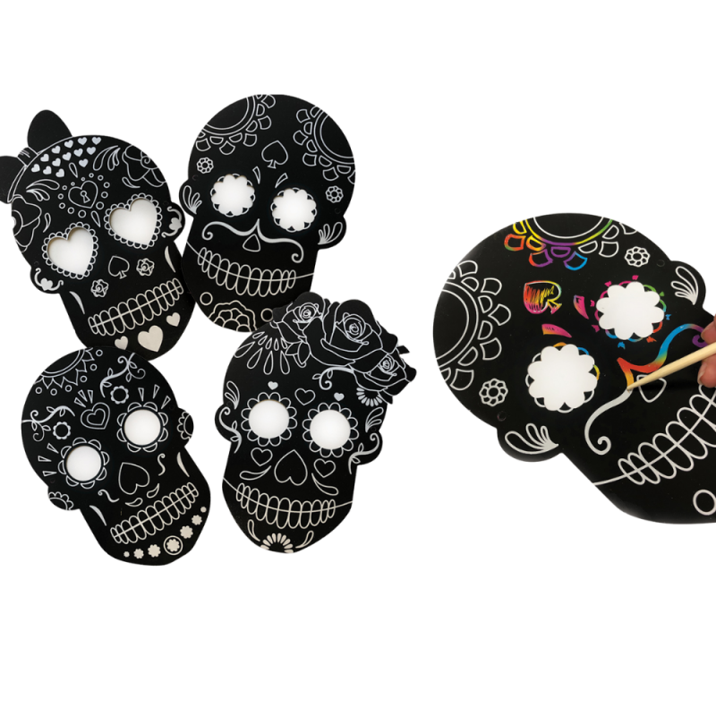 Jogo de Halloween para crianças - máscara de raspar "cabeça mexicana"