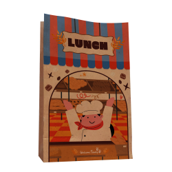 Saco de papel kraft para refeições do menu infantil, 100% personalizável