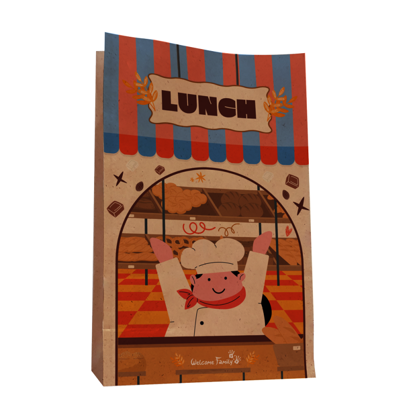 Sacchetto per pasto in carta kraft per menu bambini, personalizzabile al 100%