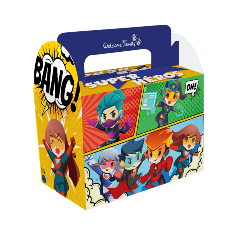 Contenitore per menu bambini Super Heroes - Contenitore per il pranzo dei bambini al ristorante