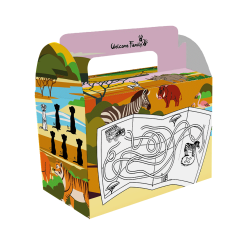 Caja menú infantil Safari para restaurantes, bares y establecimientos de comida rápida