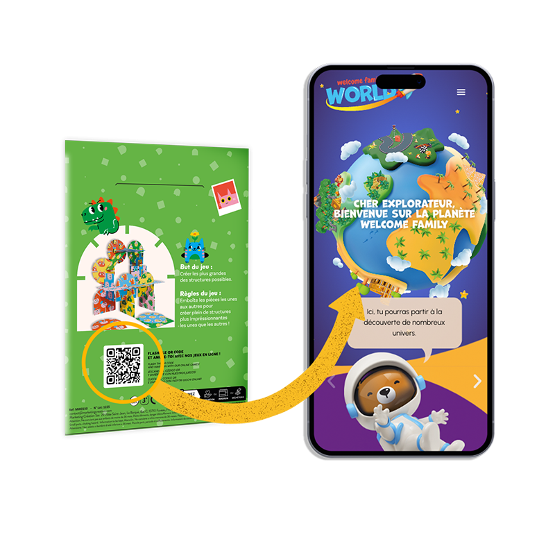 qrcode sur le jeu archikids pour retrouver règles et jeux en ligne