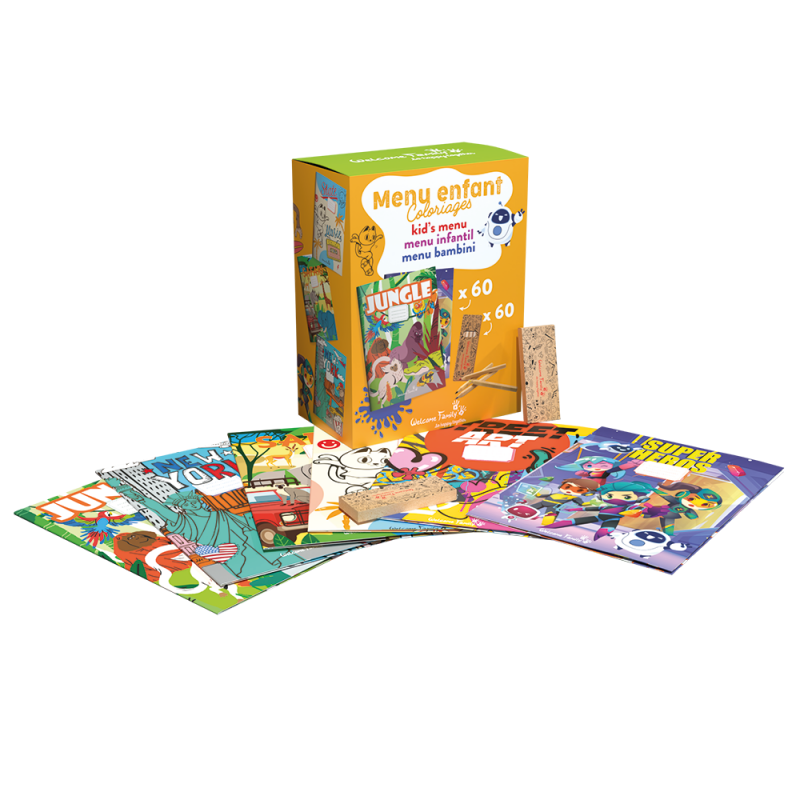 Conjunto de cadernos para colorir e lápis de cor, presente de boas-vindas para crianças e menu infantil