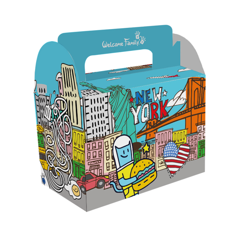 Confezione per menu bambini in stile newyorkese, per ristoranti, snack bar e fast food