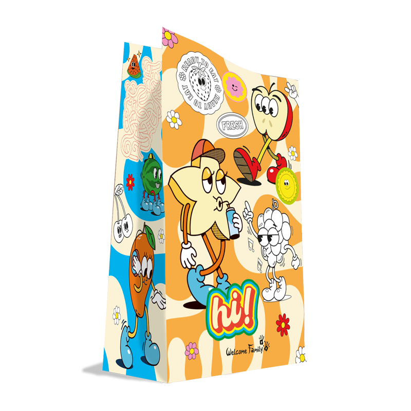 Saco Kraft de fruta para menu infantil - Embalagem de produtos de boas-vindas para crianças