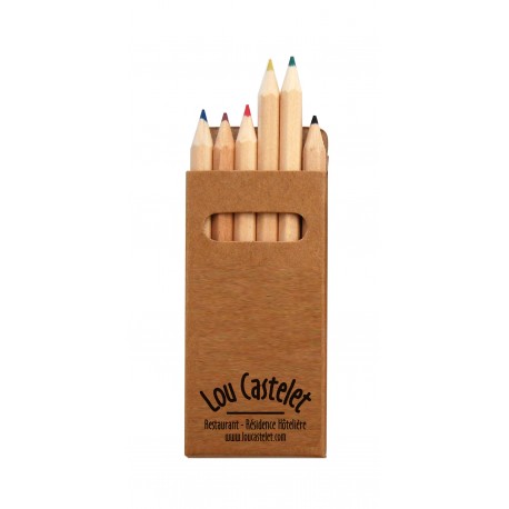 Caja personalizada de 6 lápices de colores, golosinas publicitarias para niños