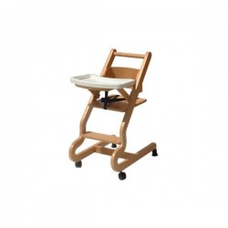 Baby high chair with wheels - Light beech