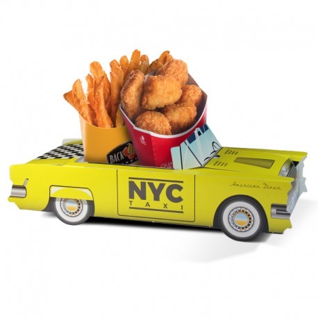 Boxes for children's menus, Cadillac model, variegated, Welcome Family