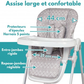 Chaise haute télescopique pour les professionnels de la restauration