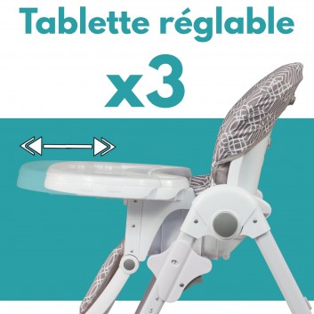 chaise haute télescopique avec tablette réglable