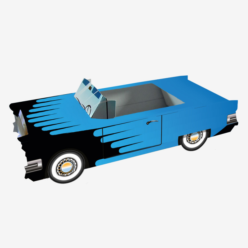 caja de menú infantil en forma de cadillac azul
