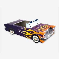 Cuadro de menú infantil amarillo, naranja y morado en Cadillac