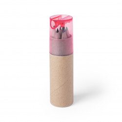 Tube of pencils with red pencil sharpener, gift for welcoming children