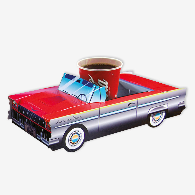 Caja de menú infantil «Cadillac rouge», para restaurantes, cafeterías y locales de comida rápida