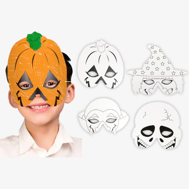 1 set de 4 masques à colorier Halloween