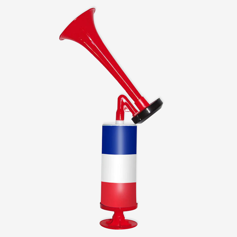Accesorio para aficionados al fútbol - Bocina manual azul, blanca y roja