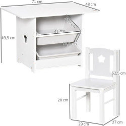 table chaise et bac de rangement enfant