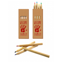 Box mit 4 Buntstiften Welcome Family, kinderfreundliches Restaurantmalen