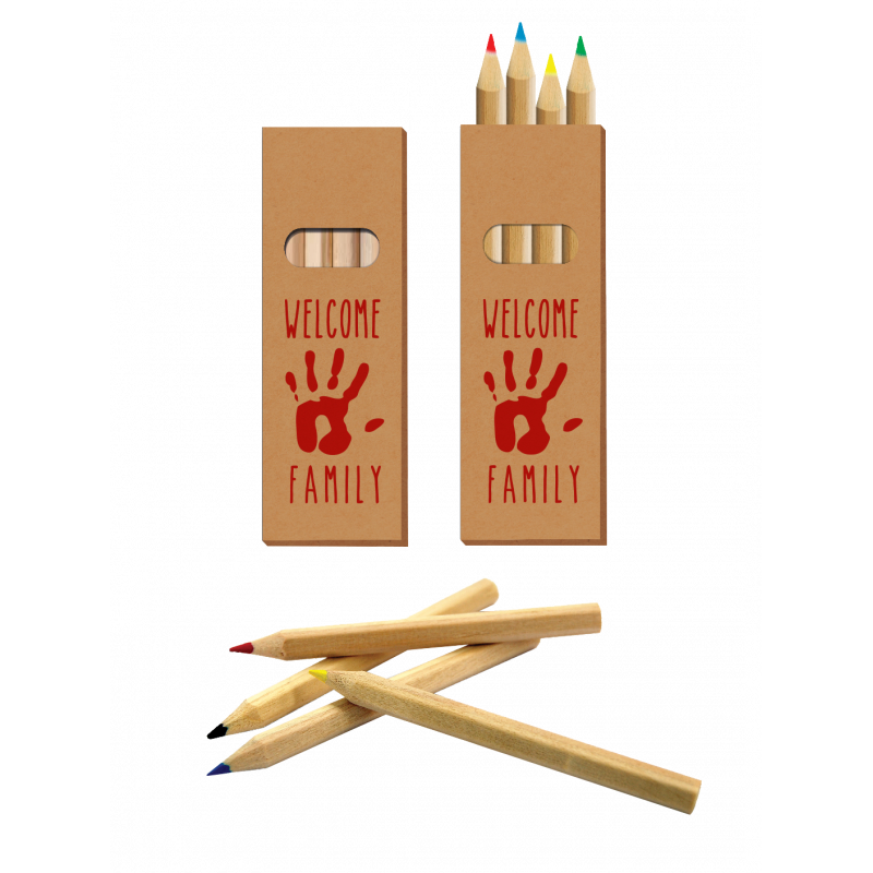 Boîte de 4 crayons de couleur Welcome Family
