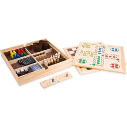 Sortiment von Gesellschaftsspielen 9 in 1, Holzspiele, Goodies für Kinder, Kinderbetreuung in Restaurants oder Hotels