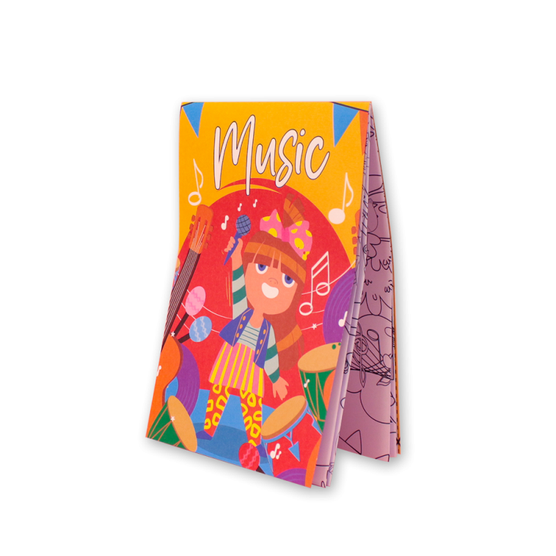 Cartaz para colorir Música, brinquedo de menu para crianças