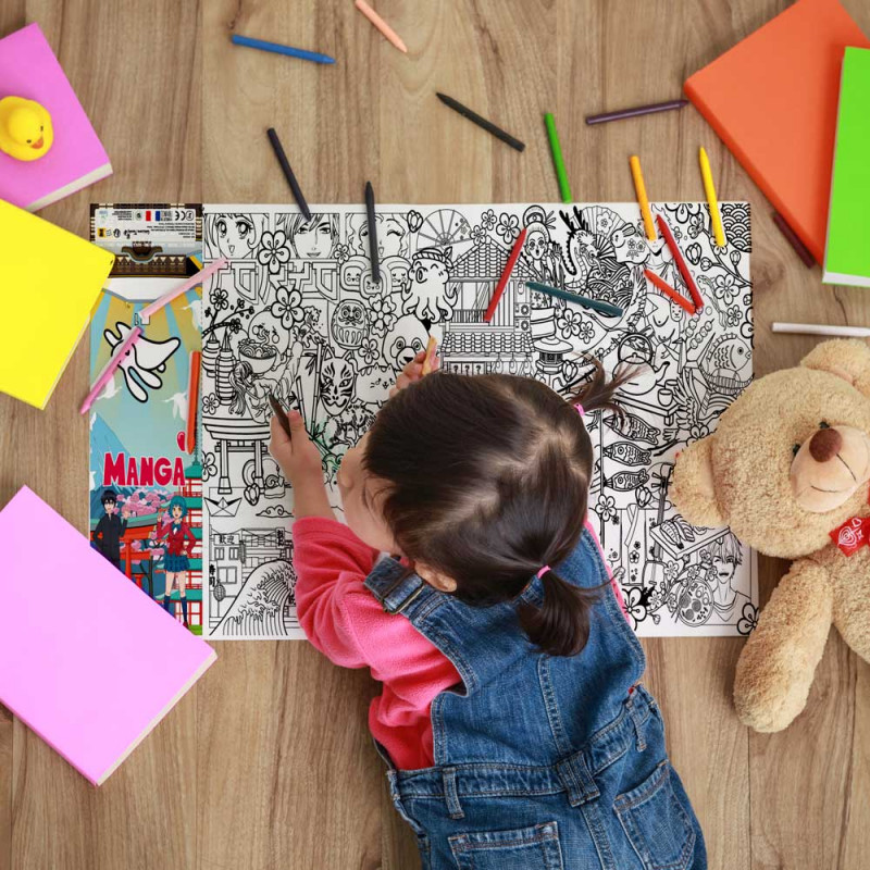Poster da colorare in stile manga - Regalo per il menu dei bambini
