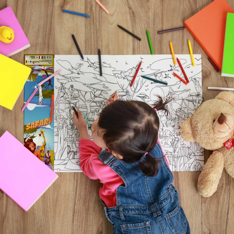 poster safari per bambini - kit di benvenuto e da colorare per bambini