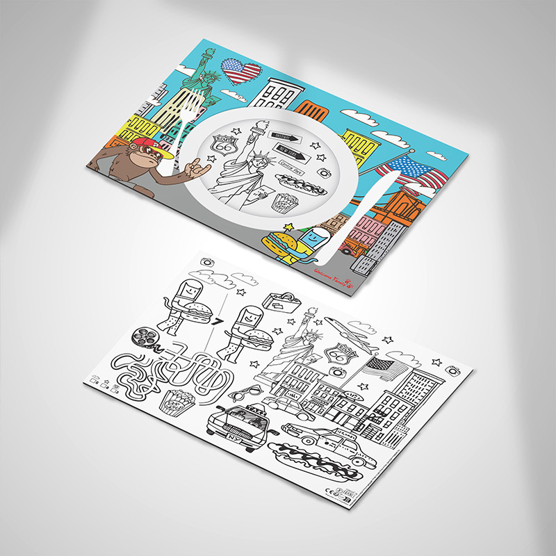 Tapete para crianças para colorir - Set de table kids thème New York