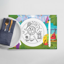 tovagliette da colorare a tema Fruit Sport per bambini