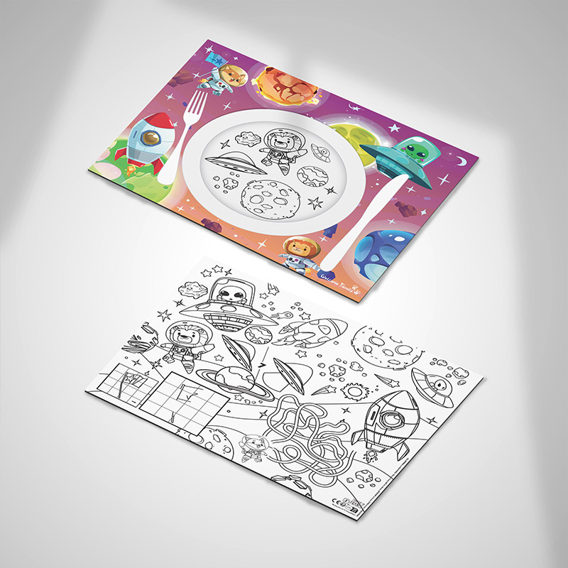 Set de table à colorier Space - coloriage restaurant modèle Space