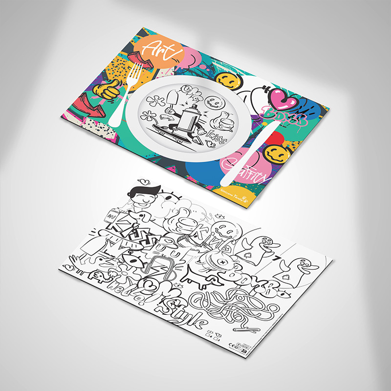 Mantel individual infantil de papel - Set de Table Restaurant thème Street Art