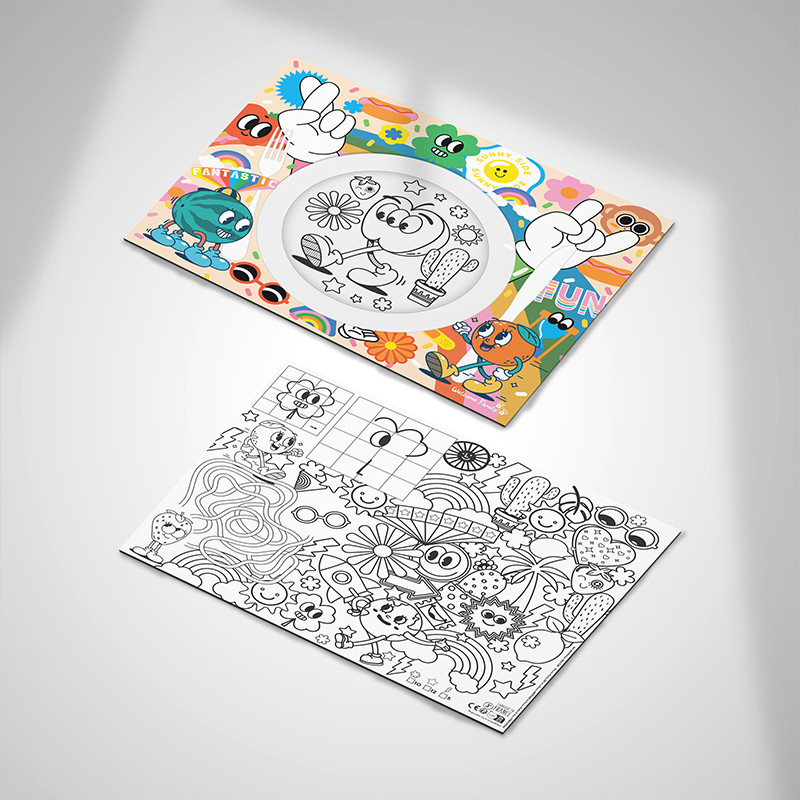 mantel individual infantil para colorear modelo restaurante divertido