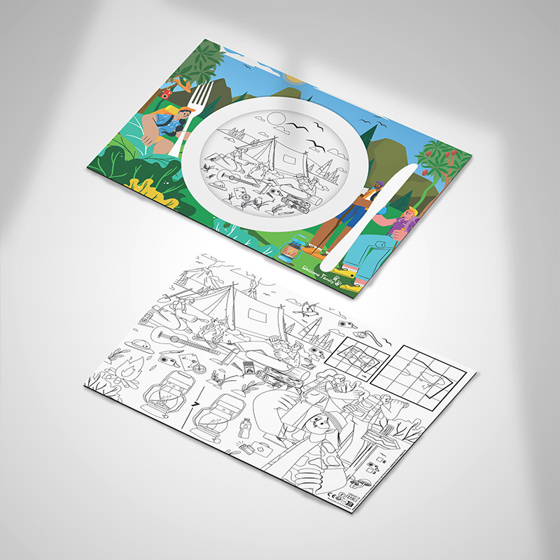 explorer coloring placemat for kids in restaurants