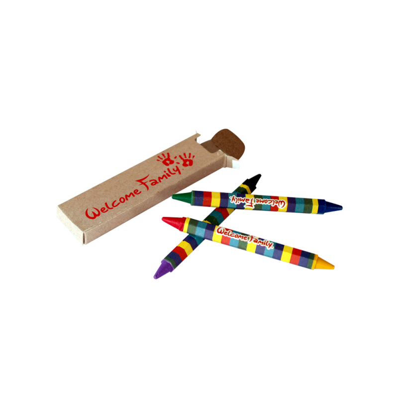 Boîte de 3 crayons gras 6 couleurs, crayons cire pour restaurant, crayons pour menu enfant, coloriage menu enfant