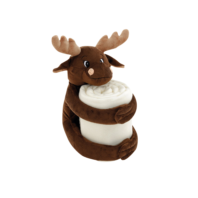 Peluche de rena com manta de lã