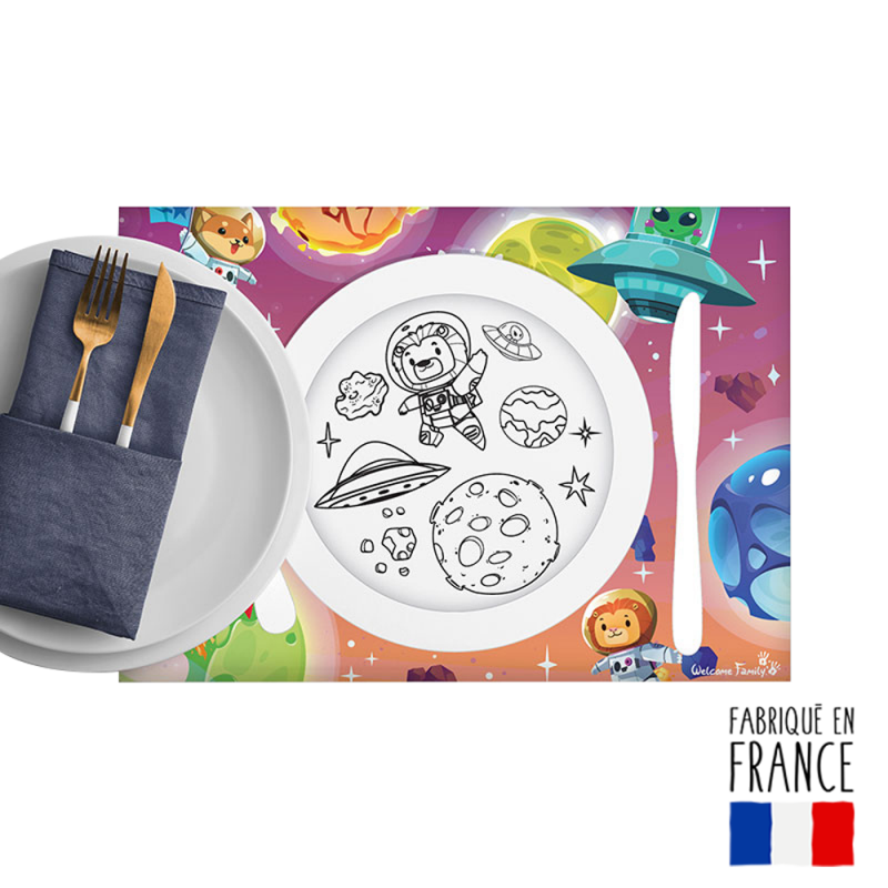 Children's place mat - Set de table coloriage Space