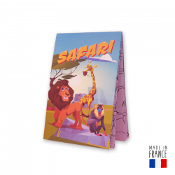 Póster Safari para colorear, menú sorpresa para niños