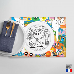 Set di tovagliette e matite da colorare - Menu regalo a sorpresa per bambini