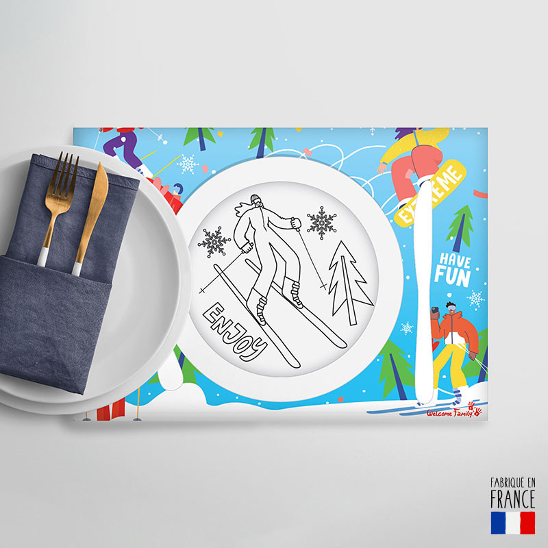 Set de manteles individuales y lápices para colorear - Menú regalo sorpresa para niños