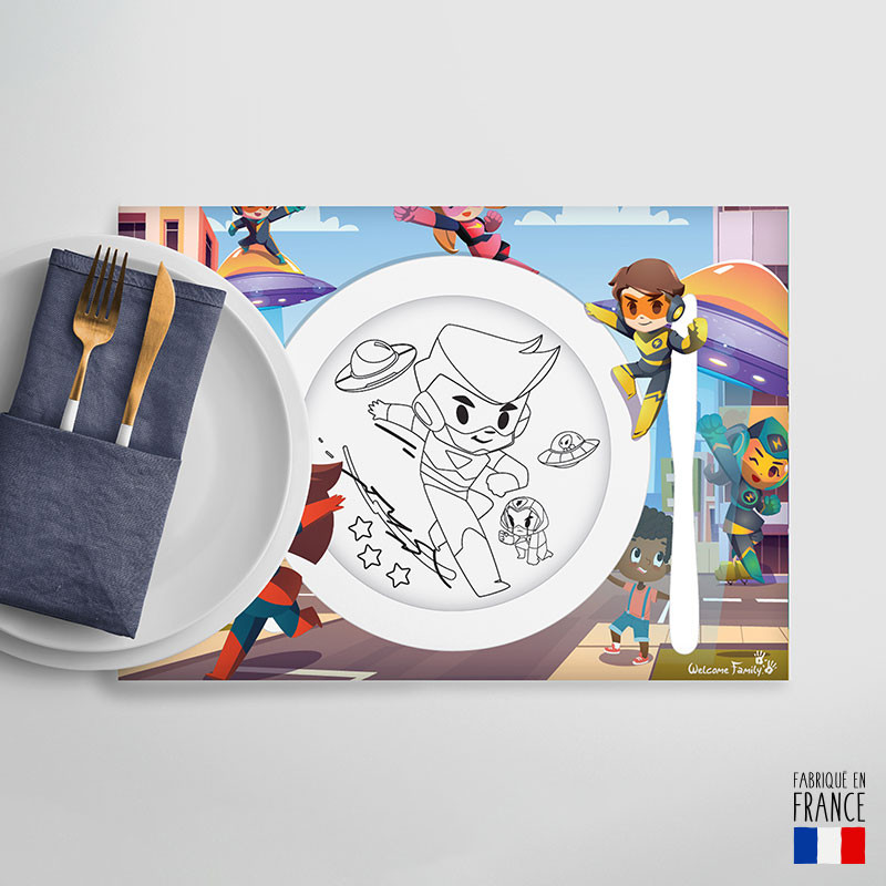 Set aus Tischsets zum Ausmalen und Stiften - Überraschungsgeschenk Kindermenü