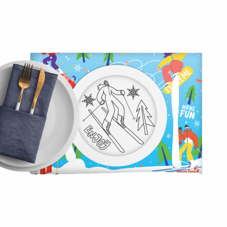 set de table enfant spécial Hiver en coloriage