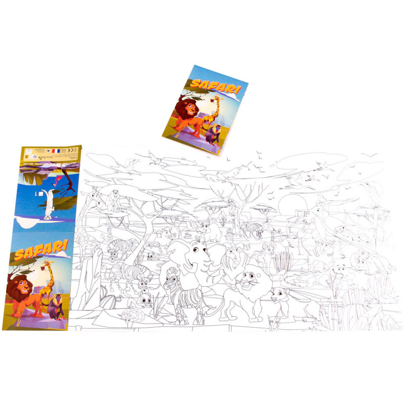 Safari coloring poster, children's coloring menu