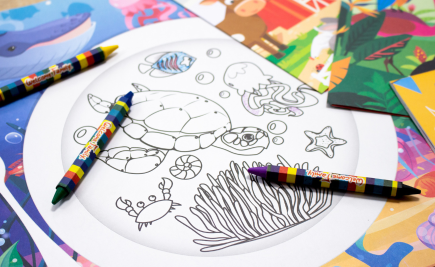 Pastelli per i bambini nel menu per bambini